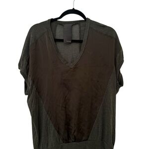 Heather Olive Green V-Neck Blouse